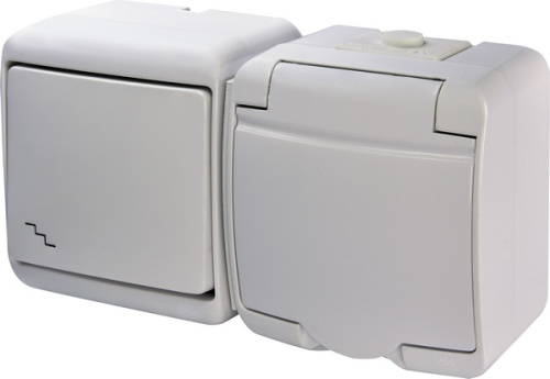 Микс_гориз. (лестн.выкл.+1-я роз.schuko_бел.кр.) (IP44/54) VRHH-3s | код 004668035 | ETI