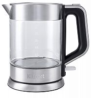 Чайник электрический Kitfort КТ-617 1.5л. 2200Вт серебристый/черный корпус: стекло/металл | код 1007513 | KITFORT