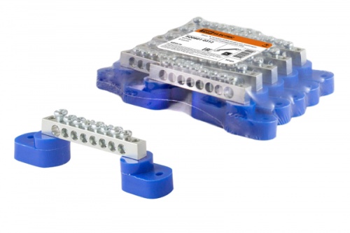 Шина N нулевая 6х9мм на двух угл. изоляторах 8 групп никелированная TDM | код SQ0801-0312 | TDM