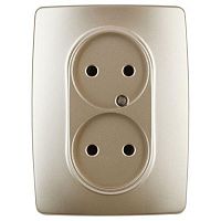 Розетка 2X2P, 16A-250В, Эра12, шампань, 12-2107-04 | код Б0031241 | ЭРА