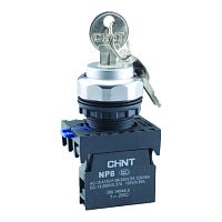 Переключатель ключом NP8-10Y/21, 3 полож, фиксац, 1НО+1НЗ, IP65 (R) | код 667183 | CHINT