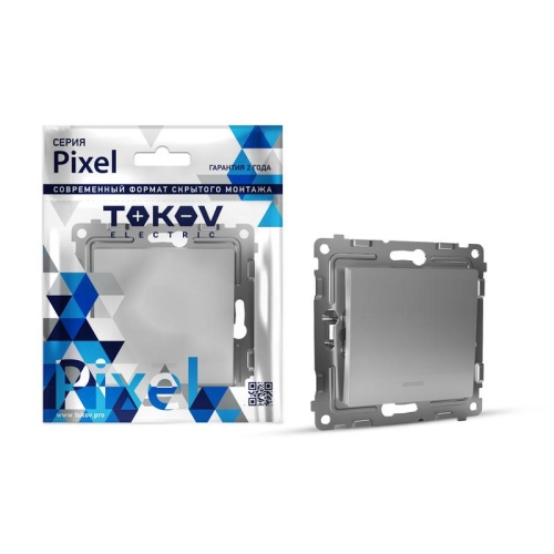 Выключатель 1-кл. СП Pixel 10А IP20 с индикатором механизм алюм. | код TKE-PX-V1I-C03 | TOKOV ELECTRIC