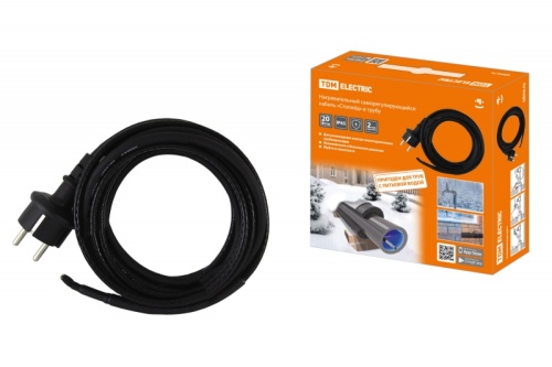 Нагревательный саморегулирующийся кабель Стоплёд НСК20-В с вилкой, в трубу (20м/200Вт) TDM | код SQ2510-0017 | TDM Нагревательный саморегулирующийся кабель Стоплёд НСК20-В с вилкой, в трубу (20м/200Вт) TDM | код SQ2510-0017 | TDM