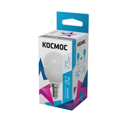 Лампа светодиодная GL45 8Вт 220В E14 4500К Космос Lksm_LED8wGL45E1445 Лампа светодиодная GL45 8Вт 220В E14 4500К Космос Lksm_LED8wGL45E1445