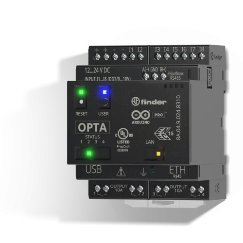 Программируемые логические реле OPTA PLUS (8 входов DI/AI(0-10B), 4 выхода DO), Ethernet, Modbus RS-485, питание 12-24В DC, ширина 70мм, степень защиты IP20 | код 8A0490248310 | FINDER