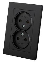 Розетка двойная 2П 10А 250В черная Сенеж TDM | код SQ1816-0274 | TDM