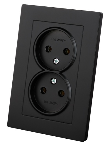 Розетка двойная 2П 10А 250В черная Сенеж TDM | код SQ1816-0274 | TDM