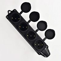 Розетка наруж.уст. 4м 16А 220-240В 2Р+РЕ с заглуш.каучук | код 106-0400-0107/107 | Lezard