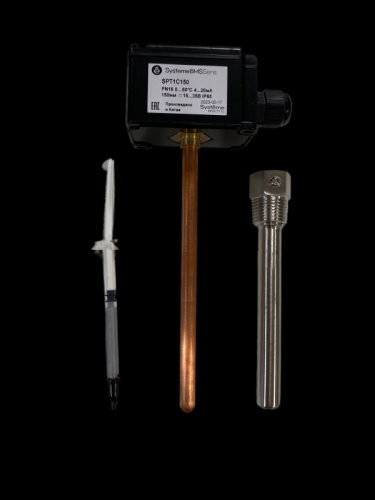 Датчик температуры погружной, 0…50°С 150мм 4...20мА, =24В с гильзой | код SPT1C150 | Systeme Electric