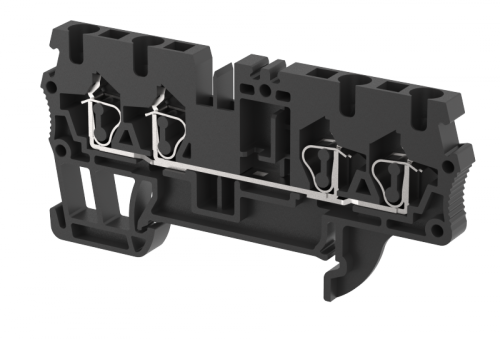 Клемма проходная пружинная 2,5 мм2 на 4 подключения, черная SQ2.5-2X2-BLACK | код 2102060005 | Elmex