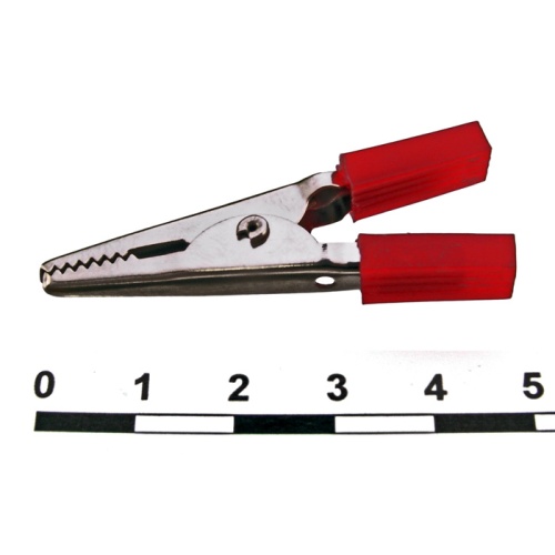 Зажим-крокодил RUICHI 8-0028 под пайку/обжим, 10 мм, 5 А, красный | код 70088 | Ruichi