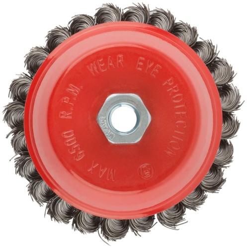 Корщетка чашечная гайка М14 стальная витая проволока 125мм КУРС 39044 фото 5