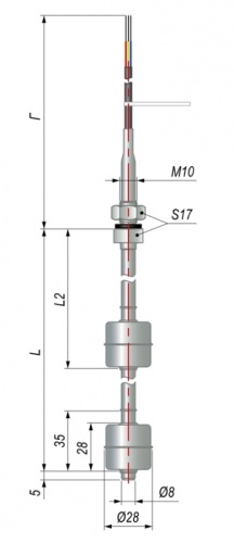 Датчик уровня поплавковый ПДУ-2.2.850.К.300/10 | код 137477 | ОВЕН Датчик уровня поплавковый ПДУ-2.2.850.К.300/10 | код 137477 | ОВЕН