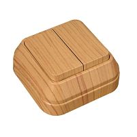 Выключатель двухклавишный наружный дуб | код 45303 | Makel