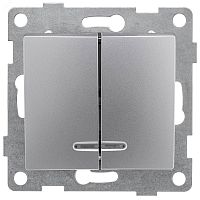 GUSI Bravo механизм выключателя 2кл. (инд), скрытая установка, 10А, 250В. Цвет: серебро. | код С10В28-004 | GUSI ELECTRIC