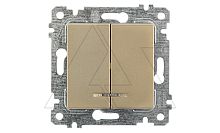 Rita - Выключатель двухклавишный с подсветкой, пруж. зажимы, золото доре | код 2200-426-0185 | Mutlusan