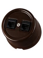 Розетка двойная компьютерная RJ45 коричневая «Болонь» TDM | код SQ1820-0451 | TDM