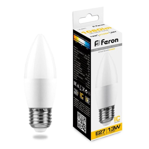 Лампа светодиодная 13Вт 230В E27 2700К С37 LB-970 FERON 38110 Лампа светодиодная 13Вт 230В E27 2700К С37 LB-970 FERON 38110