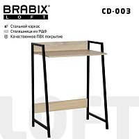 Стол на металлокаркасе BRABIX LOFT CD-003, 640х420х840 мм, цвет дуб натуральный | код 641217 | BRABIX