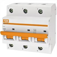 Выключатель автоматический трехполюсный ВА47-100 40А D 10кА | код. SQ0207-0029 | TDM 
