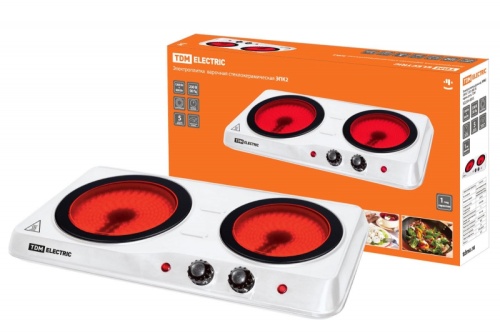 Электроплитка двухконф. ЭПК2 230 В, 1200+800 Вт, керам. диск, TDM | код SQ2504-0006 | TDM