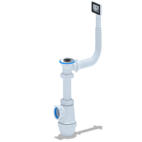 Сифон для мойки АНИ Грот 1 1/2' x 40 с переливом | код A0140S | АНИ пласт