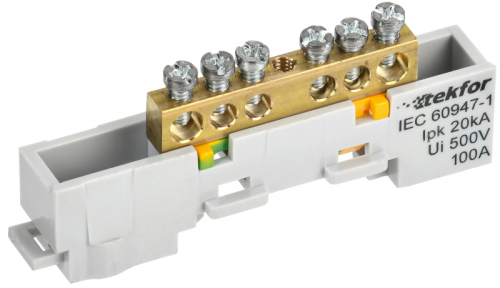 TEKFOR Шина PE земля неизолированная на универсальном держателе 6х9-6-Ж IEK | код TF-NN10-06-DL-K05 | IEK TEKFOR Шина PE земля неизолированная на универсальном держателе 6х9-6-Ж IEK | код TF-NN10-06-DL-K05 | IEK