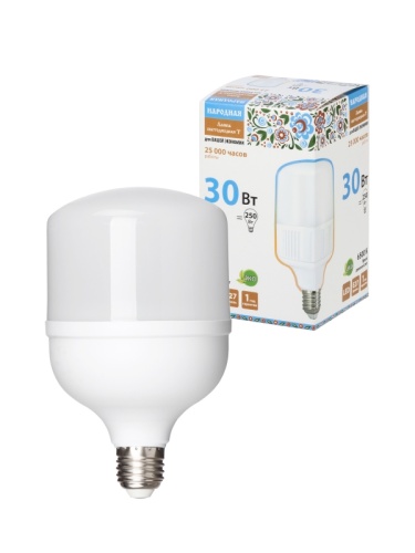 Лампа светодиодная T-30 Вт-230 В-6500 К–E27 (99x168 мм) НАРОДНАЯ | код SQ0340-1643 | TDM НАРОДНЫЙ