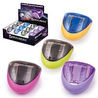 Точилка BRAUBERG Space, с контейнером, 2 отверстия, резиновый упор, в картонном дисплее, ассорти, 223589 | код 223589 | BRAUBERG