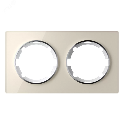 Рамка горизонтальная стеклянная двойная, цвет бежевый | код 2234930 | OneKeyElectro