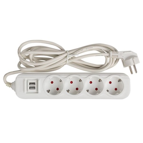Удлинитель "Эксперт" 4 гнезда 3 метра 16А/3,5кВт с 2 USB 2,1А ПВС 3х1 | код UBA16-2USB-4-03i | EKF фото 5