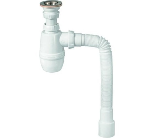 Сифон МИНОР для раковины с выпуском 1'1/4 х 40 мм с гофротрубой L800 мм 40 х 40/50 мм | код 30718050 | WIRQUIN