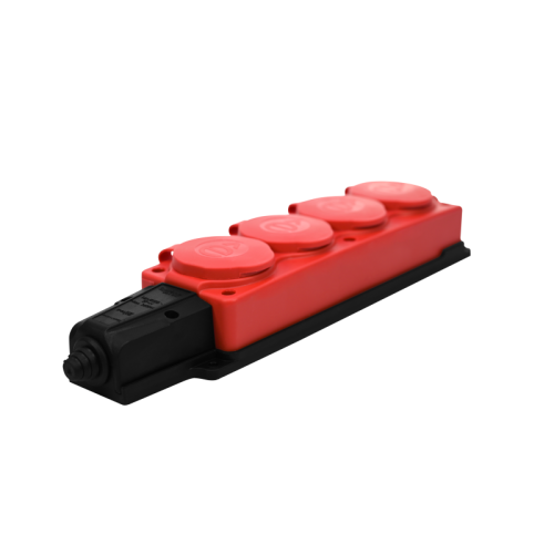 Колодка удлинителя 4-м 16А IP44 MultiSet 2P+E 250В каучук красн. SE MST4124RD фото 2