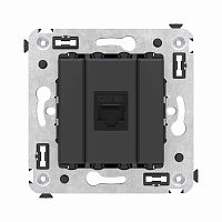 Компьютерная розетка RJ-45 без шторки в стену, кат.6А одинарная, Avanti, Черный матовый | код 4412673 | DKC