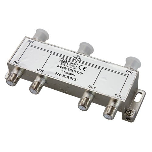 ДЕЛИТЕЛЬ ТВ х 6 под F разъём 5-1000 МГц REXANT | код 05-6004 | REXANT