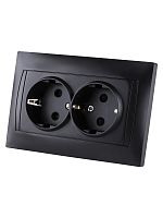 Розетка двойная 2П+З 16А 250В с защ. шт. графит Лама TDM | код SQ1815-0613 | TDM