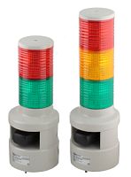 Светосигнальный маячок с усиленным звуком, диаметр основания 120мм, L=230мм, светодиод(постоянное/мигающее), зуммер 100дБ, цвет: красный, зеленый, 220VAC, IP54. кабель 0,5м | код SFL100B-220-RG | INNOCONT