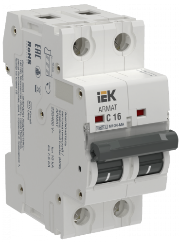 ARMAT Авт. выкл. без тепл. расц. M10N-MA 2P C 16А IEK | код AR-M10N-MA-2-C016 | IEK