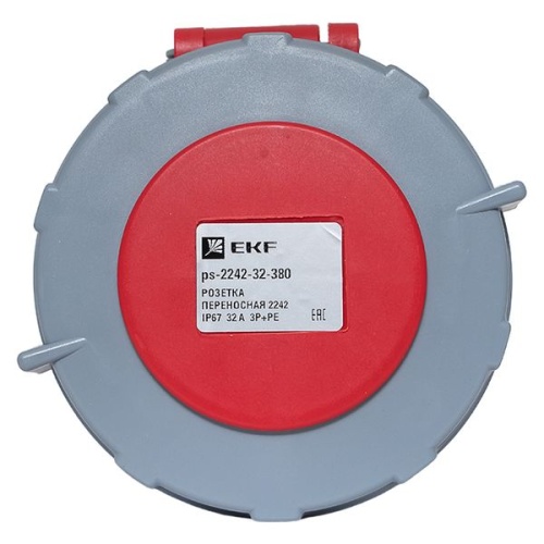 Розетка переносная 2242 3Р+РЕ 32А 380В IP67 PROxima | код ps-2242-32-380 | EKF фото 3
