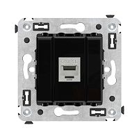 Компьютерная розетка RJ-45 без шторки в стену, кат.5e одинарная экранированная, Avanti, Черный квадрат | код 4402763 | DKC