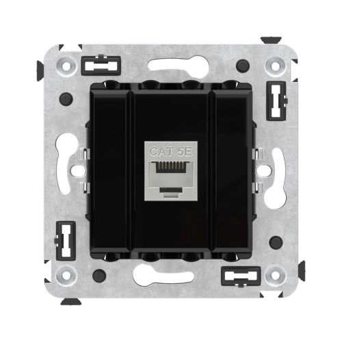 Компьютерная розетка RJ-45 без шторки в стену, кат.5e одинарная экранированная, Avanti, Черный квадрат | код 4402763 | DKC Компьютерная розетка RJ-45 без шторки в стену, кат.5e одинарная экранированная, Avanti, Черный квадрат | код 4402763 | DKC