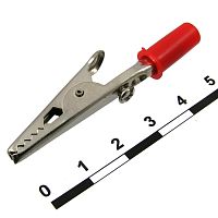 Зажим-крокодил RUICHI 8-0033 под винт/гнездо 4 мм, 11 мм, 5 А, красный | код 70098 | Ruichi