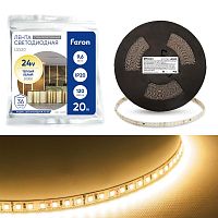 Лента светодиодная стабилизированная LEDх120/м 20м 9.6w/m 24в тепло-белый | код 41276 | Feron