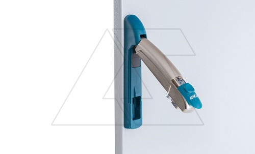 Ручка с рычагом для стальных ENUX/EMOX без логотипа, RAL5020 + e-coating silver | код ELWE007 | ETA