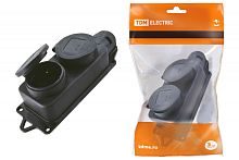 Розетка двухместная с заглушками каучук 2Р+РЕ 16А 250В IP44 TDM | код SQ0612-0010 | TDM