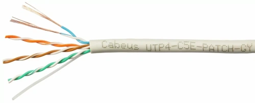 Кабель витая пара UTP (U/UTP), категория 5e, 2 пары (24 AWG), одножильный, PVC нг(А)-LS, серый (305 м) | код UTP-2P-Cat.5e-SOLID-GY | Cabeus