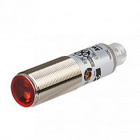 Фотоэлектрический датчик цилиндрический O18 L69мм, материал корпуса: никелированная латунь, рефлекторный, положение излучателя/приемника фронтальное, красный LED (660нм), расстояние срабатывания: 3м, время срабатывания: 1мс, регулировка чувствительности: