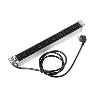 Блок розеток Rem-16 с инд., 8 IEC 60320 C19, 16 A, алюм., 19, шнур 3 м. | код R-16-8C19-I-440-3 | REM