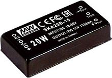 Источник питания DC-DC, 20Вт, Uвх=9…18B, Uвых=15В/0.133…1.333А, рег. вых=-20…+10%Uном, вход дист. управл., изоляция 1500В DC, в корпусе 50.8х25.4х11.2мм , -40С…+85С | код SKA20A-15 | MeanWell