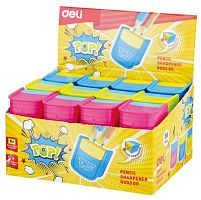 Точилка для карандашей ручная Deli ER00300 PoP 2 отверстия пластик ассорти дисплей | код 1045229 | DELI